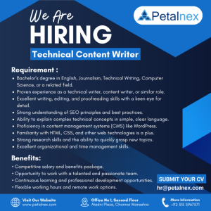 Technical Content Writer – Petalnex Pvt Ltd